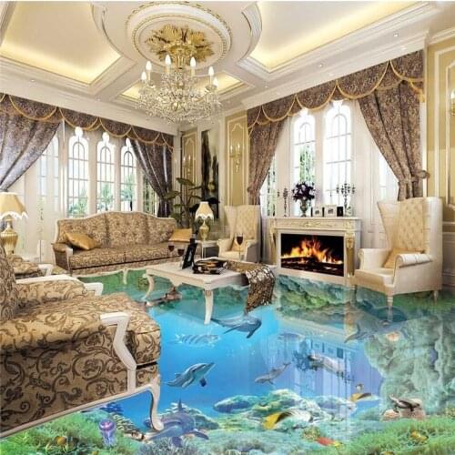 Beibehang floor wallpaper 10 meters high - definition underwater world 3D floor vinyl floor waterproof self - adhesive wallpaper