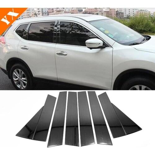 Stainless Steel Black 2014 15 16 17 2018 For Nissan XTrail X-Trail T32 Rogue Car Window Glass Lift Center Pillar Post Cover Trim