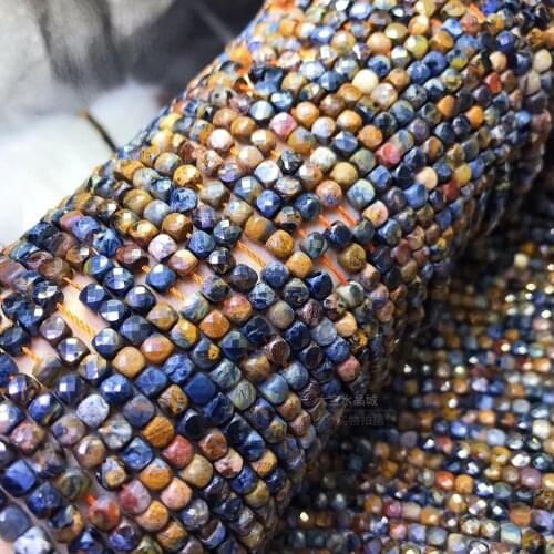 Pietersite stone square faceted 4mm for DIY jewelry making loose beads FPPJ wholesale beads nature gemstone