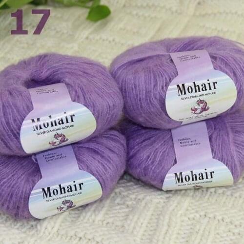 Sale New 4BallsX25g Luxury Soft Mohair Warm Wrap Shawl Hand Knit Crochet Yarn 291-17-4 Violet