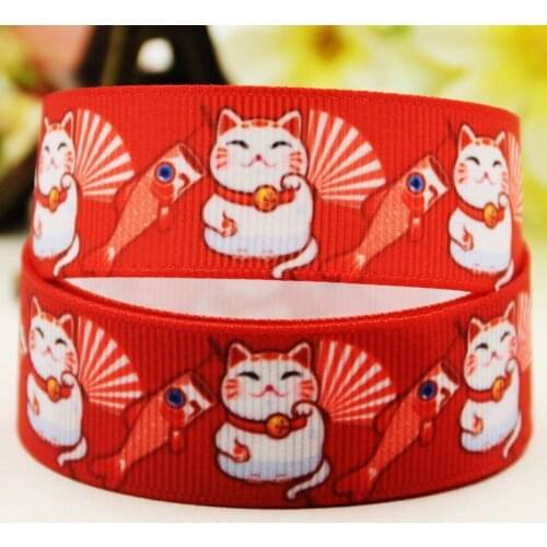 22mm 25mm 38mm 75mm Plutus cat Cartoon printed Grosgrain Ribbon party decoration 10 Yards X-03793