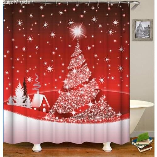 Christmas decoration Christmas Tree shining star night waterproof Bathroom Shower curtain