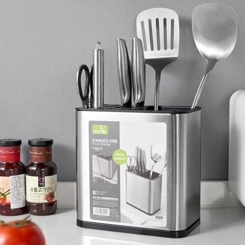 Detachable Stainless Steel Knife Holder Home Kitchen Scissors Cutlery Storage Rack Shovel Organizer