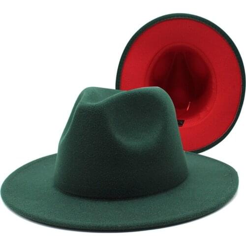 Autumn Fedoras Women Jazz Hat Felt Wool Wedding Wide Brim Panama Hat Men Solid White Black Patchwork Goth Top Cap chapeau femme