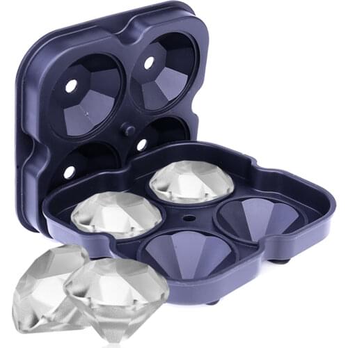 Creative Diamond Shape Silicone Ice Cube Maker 3D Molds Cocktails Whiskey Wine Ice Cube Tray Cream Bakeware Model Kitchen Tools