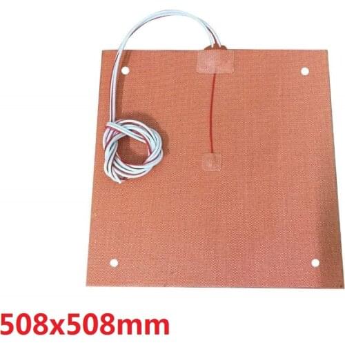 USA Material Silicone Heater Pad 508x508mm 120v 1300w Creality CR-10 S5 3D Printer Large Print Bed w/Screw Holes, Adhesive