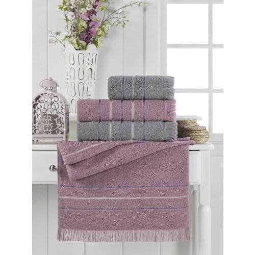 Cotton Polyester 4 Pcs Towel Set Bath Hammam Towels and Hand Towels Soft Quality Long Luxurious Hotel Spa Bathroom