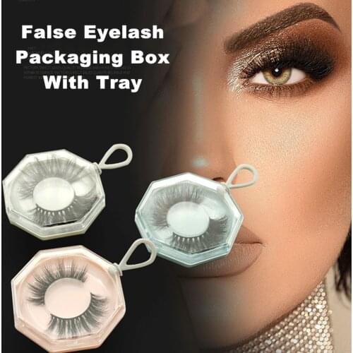 Octagonal False Eyelash Packaging Box Acrylic Polygonal Keychain Empty Lash Package Case With Tray Makeup Eyelash Storage