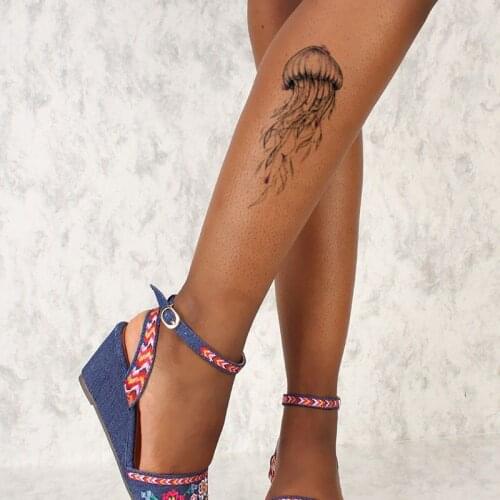 Waterproof Temporary Tattoo Sticker Watercolor Jellyfish Design Fake Tattoos Flash Tatoo Arm Leg Chest Body Art for Women Men