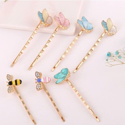 2pcs Fashion Wild Butterfly Bee Shape BB Clip Word Hairpin Barrettes Women Children Girl Handmade Headdress Diy Accessories