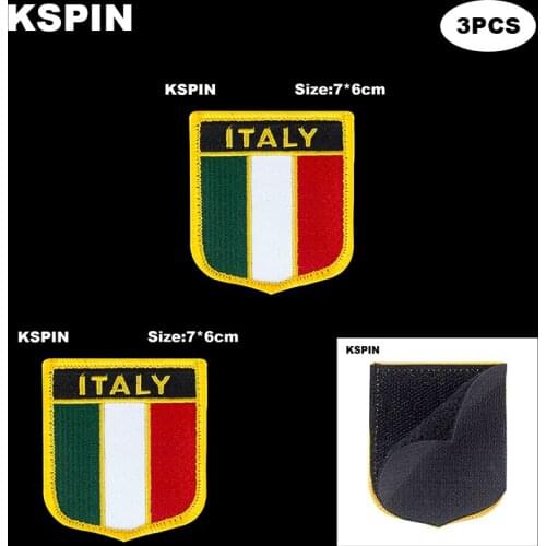 National Flag Patch Hook Loop Italy Badges Armband 3D Stick on Jacket Backpack Stickers
