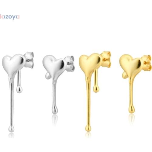 Lozoya 925 Sterling Silver Gold Heart Women Fine Geometric Irregular Stud Earring 2021 Jewelry Rock Punk Clips European Gift