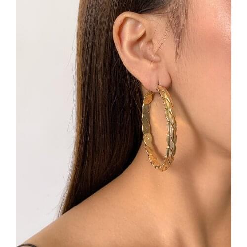 Punk Gold Silver Color Stainless Steel Hoop Earrings for Women Big Simple Round Earrings Fashion Jewelry Accessories Cool Style