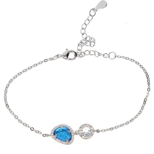 Summer Style Adjustable Length cz Charm Jewelry Big Round Colorful Cubic Zirconia Handmade Royal Blue Bracelet For Women gift