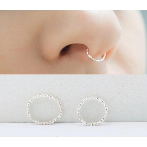 925 Sterling silver Nose ring twist nose piercing body jewelry 5pcs/pack