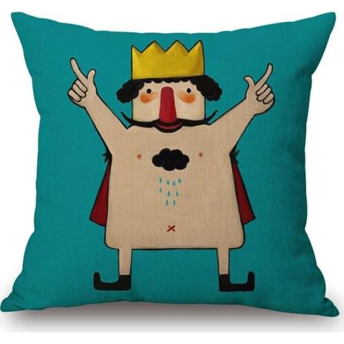 1piece Creative Fashion Cartoon King Pattern Seat hug pillow cover Decorative Home Chair Throw Pillow Case Cotton Linen 45cm