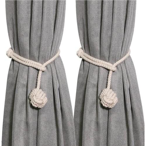 1PC Curtain Tiebacks Cotton Rope Weaved Ball Shape Curtains Straps Curtain Holders Accessories