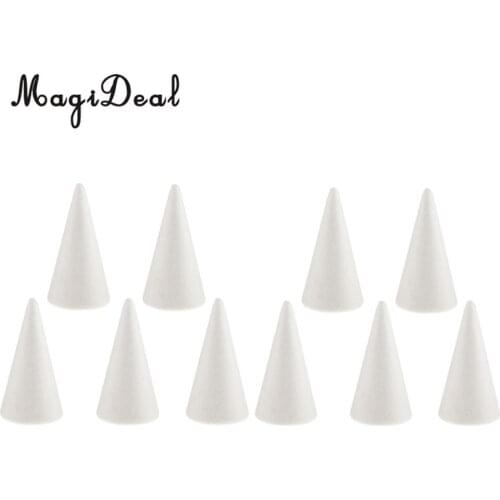 10 Pieces White Creative Styrofoam Foam Ornament Cone Shape DIY Craft Party Decoration