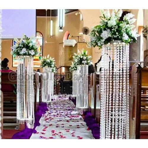 120cm Tall Crystal Pillar Aisle Road leads Wedding Flower Stand