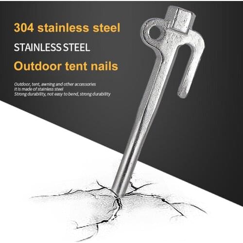 40cm Stainless Steel Camping Tent Peg Ground Nail Yard Dog Pet Stake Outdoor Travel Tent Accessories For Hard Snow Frozen Soil