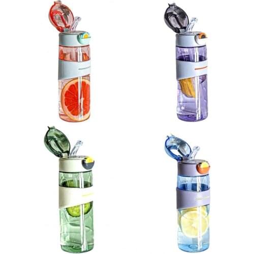 520ml Water Bottle Portable Large Capacity Plastic Washable Strew Sports Bottle Cage for Boys Girls Students