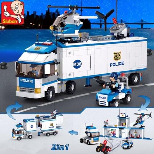 572PCS City Deformation Police Truck Helicopter SWAT Brinquedos Building Blocks Creator Bricks Educational Toys for Children
