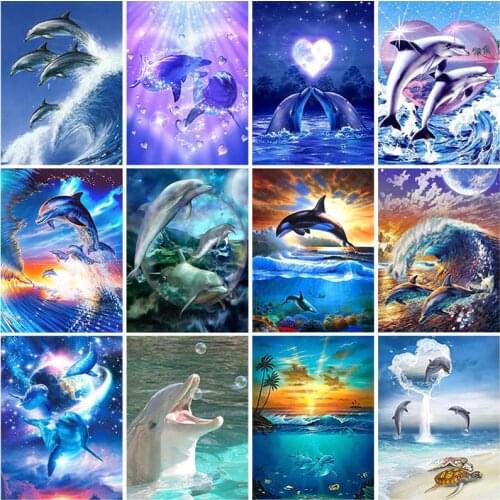 Full Square/Round Drill 5D DIY Diamond Painting New Arrivals Animal Dolphin Diamond Embroidery Cross Stitch Kits Home Decor Gift