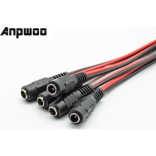 ANPWOO 5pcs DC power male female cable Plug DC Adapter cable Plug Connector for CCTV Camera DC plug 5.5*2.1mm 5.5x2.1