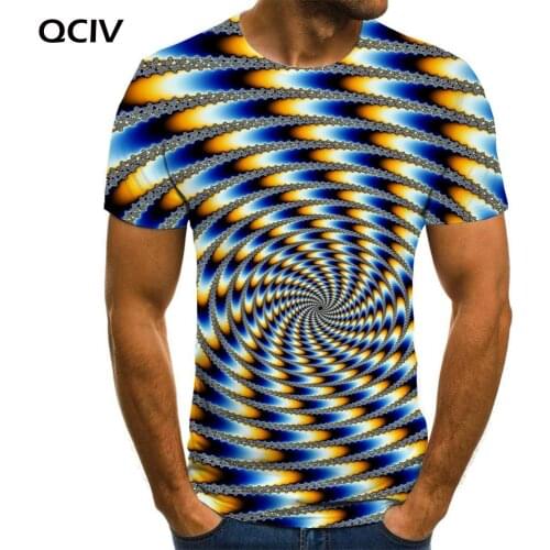 QCIV Brand Abstract T shirt Men Dizziness Funny T shirts Painting Tshirts Casual Pattern Tshirt Printed Mens Clothing Punk Rock