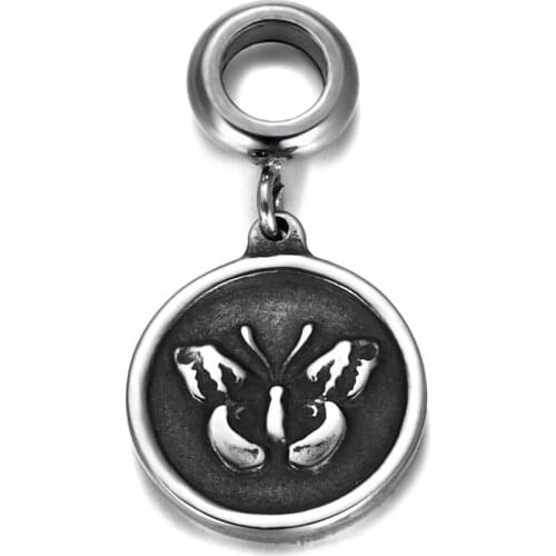 316L Stainless Steel Spacer Bail Beads with Butterfly Charms 5mm Hole Polished Metal Charm Accessories for DIY Jewelry Making