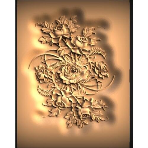 Flower panel 3d model relief for cnc Router 3 axis Engraver ArtCam Aspire Cut3D in STL file format