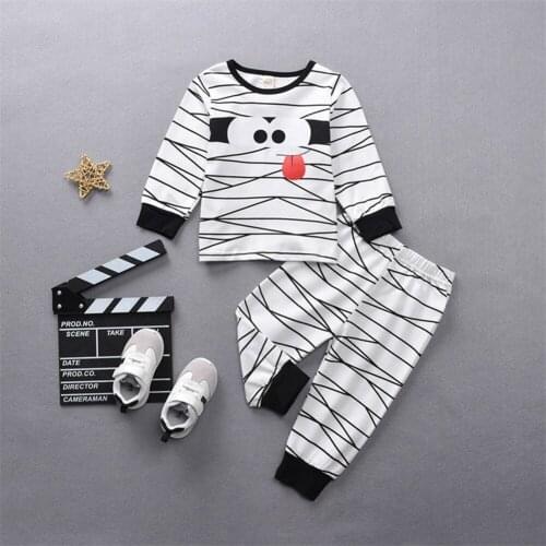 Bobora Toddler Boys Skeleton Cotton Halloween Pajamas Set Kids Glow in The Dark Sleepwear