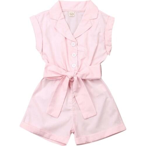 1-6Years Toddler Kid Girl Sleeveless Bow Jumpsuit Solid Romper Summer Playsuit Outfit Kid Girls Costumes Clothes