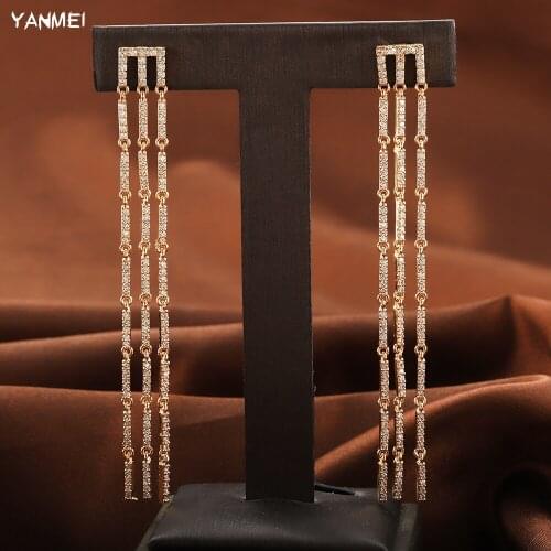 Long Chain Tassel Earrings for Women Fashion Luxury Shiny Banquet Jewelry Ladies Exquisite Earrings Geometric Decoration Серьги