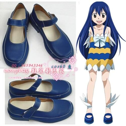 Fairy Tail Wendy Marvell blue cosplay Halloween shoes S008