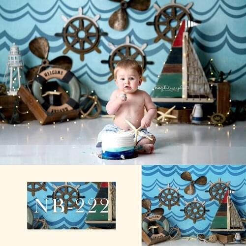 Voyage Adventure Boy 1st Birthday Photography Backdrops Navigation Sailor Cake Smash Photo Props Studio Booth Background