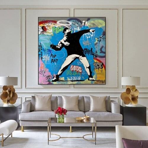 Graffiti Wall Art Banksy Canvas Painting Children Colorful Rain Abstract Poster Canvas Prints Wall Pictures for Living Room