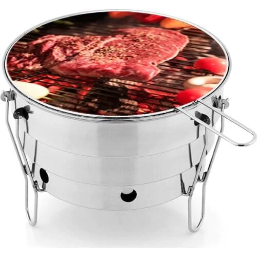 Burner Pot Oven Picnic Stoves BBQ Grill Cookware Outdoor BBQ Oven Portable Household Stainless Steel Kitchen Campfire Tools 1pcs