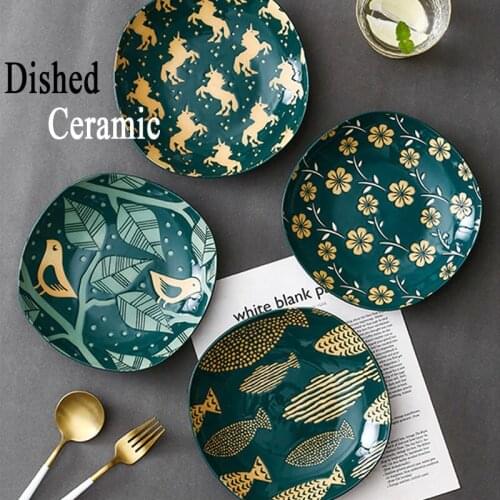 8 Inches Ceramic Plates Food Dinner Plate Dishes Dessert Tray Tableware Plate Dinnerware Kitchen Utensils Porcelain Decoration