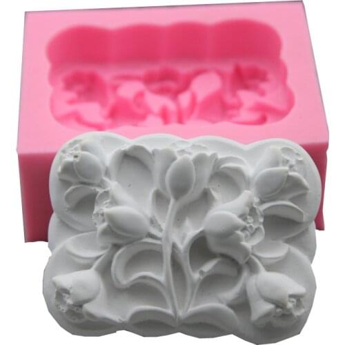 3DSquare Flower Soap Silicone Mould Cake Mold Fondant Homemade Making Chocolate DIY Candle Moulds Cake Decoration Craft Supplies