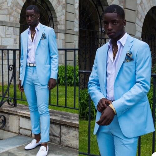 Summer Sky Blue Mens Suits High Quality Plus Size Wedding Blazer Tuxedos Formal Prom Party Pants Coat Jacket 2 Pieces