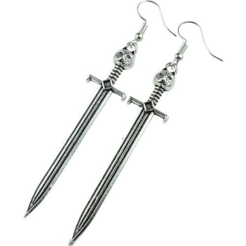 MEDIEVIL SWORD Silver Colour Dangle Earrings Complete with gift box Goth Sorcerer Jewellery 2020 New Fashion Classical Gift