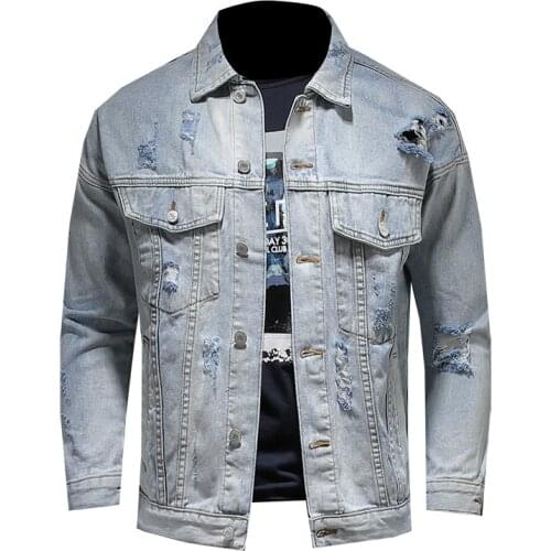 Mens Trend Brand Mens Fashion Casual Denim Jacket Coat Spring and Autumn New High Quality Mens Embroidery Dog Large Size 3XL