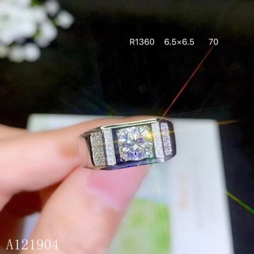 KJJEAXCMY boutique jewelry 925 sterling silver inlay 1.0 carat Mozambique diamond mens ring With certificate925 sterling silver