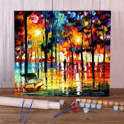 Winter Night Painting By Numbers Package Oil Paints 40*50 Canvas Painting Decorative Paintings Adults Drawing