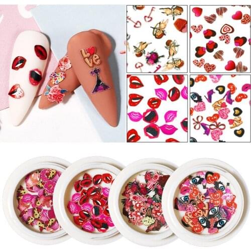 12 Clolors Nail Sticker Valentines Day Waterproof Sexy Lips Love Shape Sweet Cake DIY Decoration Jewelry Nail Art Tool Manicure