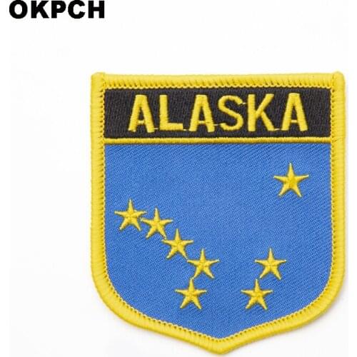 U.S.A Alaska State Iron On Patch Embroidered Clothes Patch For Clothing Stickers Garment 10pcs 6*7cm UPI-0189-S