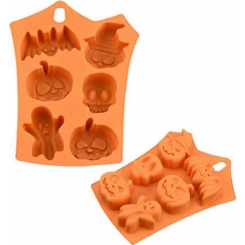 New Halloween Pumpkin Cake Mold 6 Cavities Pumpkin Ghost Bat Shape Chocolate Molds DIY Halloween Cake Decorating Tools