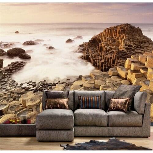 Beibehang custom wallpapers modern aesthetic rock sea scenery living room bedroom TV home decoration murals modern wallpaper
