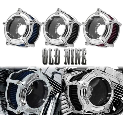 Motorcycle CNC Clarity Air Cleaner Intake Red/Grey/Blue Filter Chrome Housing For Harley Touring FLHR Softail Dyna Sportster XL